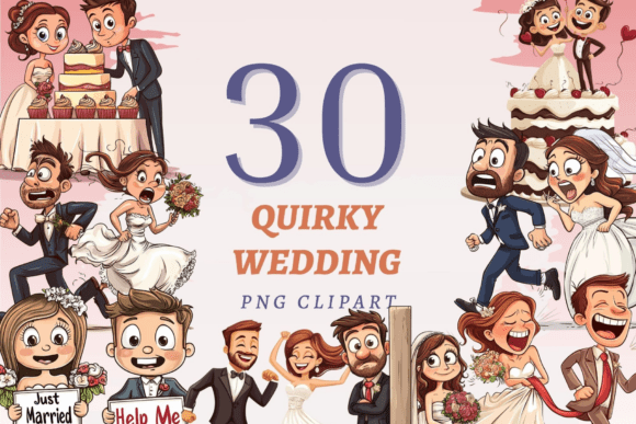 30 Quirky Wedding PNGs for Creative Invitations & Decor