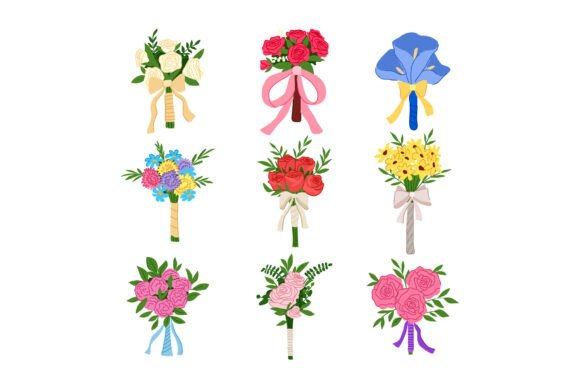 Bouquet Wedding Set Cartoon: A Playful Touch for Elegant Designs