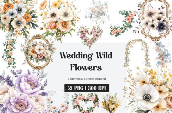 Bring Nature's Beauty to Your Designs with Wedding Wild Flowers Clipart