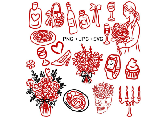 Hand Drawn Wedding Floral SVG Clipart for Elegant Designs