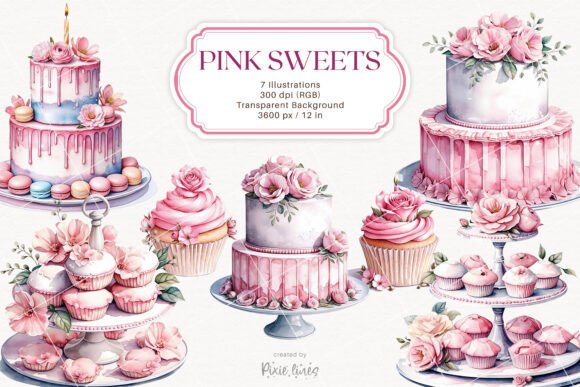 Pink Sweets Clipart: Dessert-Inspired Design for Celebrations