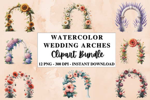 Soft Watercolor Arches for Wedding Designs