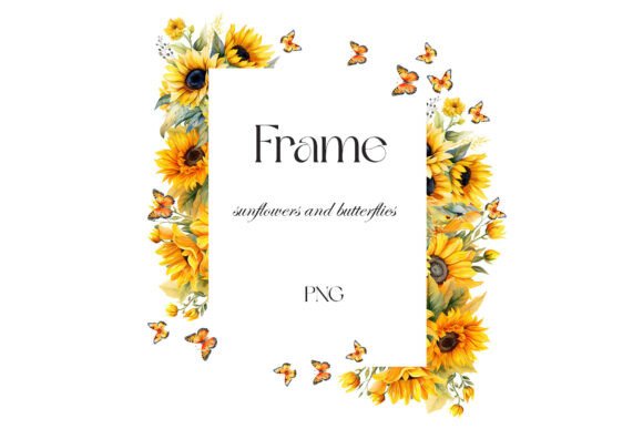 Sunflowers and Butterflies: A Watercolor Frame for Your Designs
