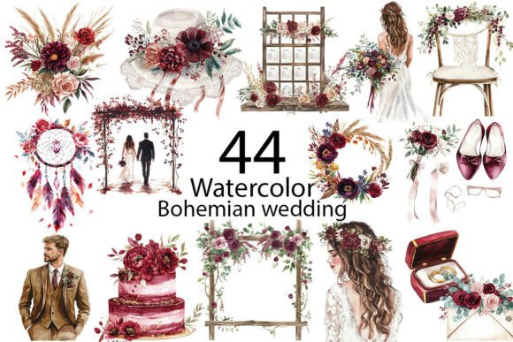 Unveiling the Charm of Bohemian Wedding Watercolor Clipart
