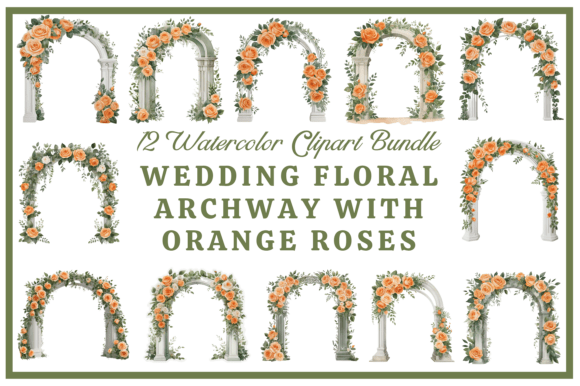 Warmth and Romance: Styling with an Orange Rose Wedding Arch Clipart Bundle