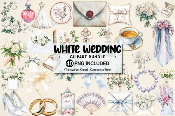 Watercolor White Wedding Bundle: Your Key to Elegant Designs