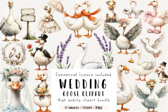 Wedding Goose Clipart: 31 Charming Designs for Your Projects
